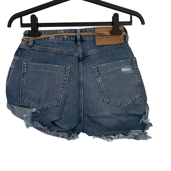 One Teaspoon Pacifica WA Bandits Blue Jean Shorts with Tan Belt Style 22964 NWT - Picture 7 of 10